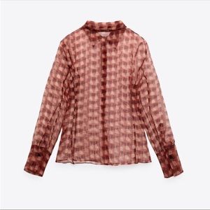 Zara Printed Organza Shirt New With Tags